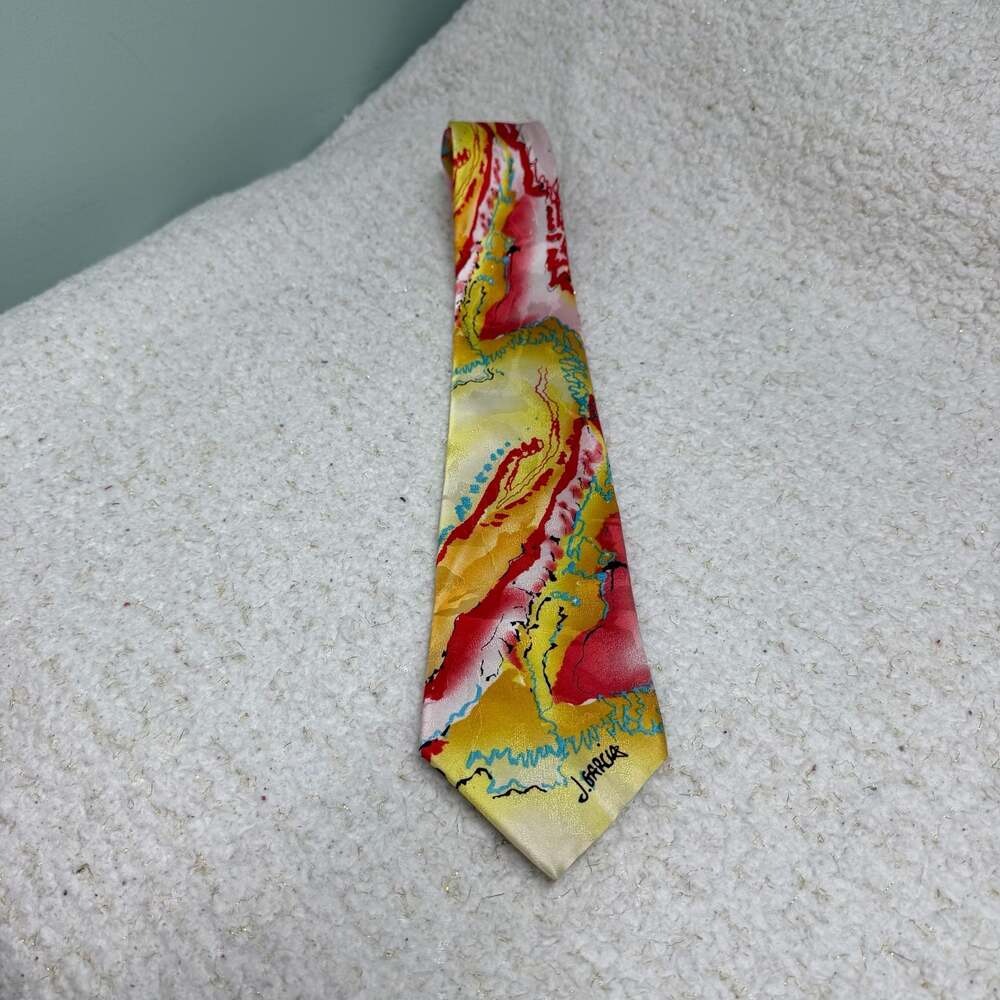 J. Garcia Capillaries Pen & Ink Collection Artist Proof No. 2 Silk Necktie Yello